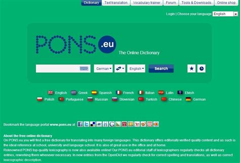 PONS dictionary .